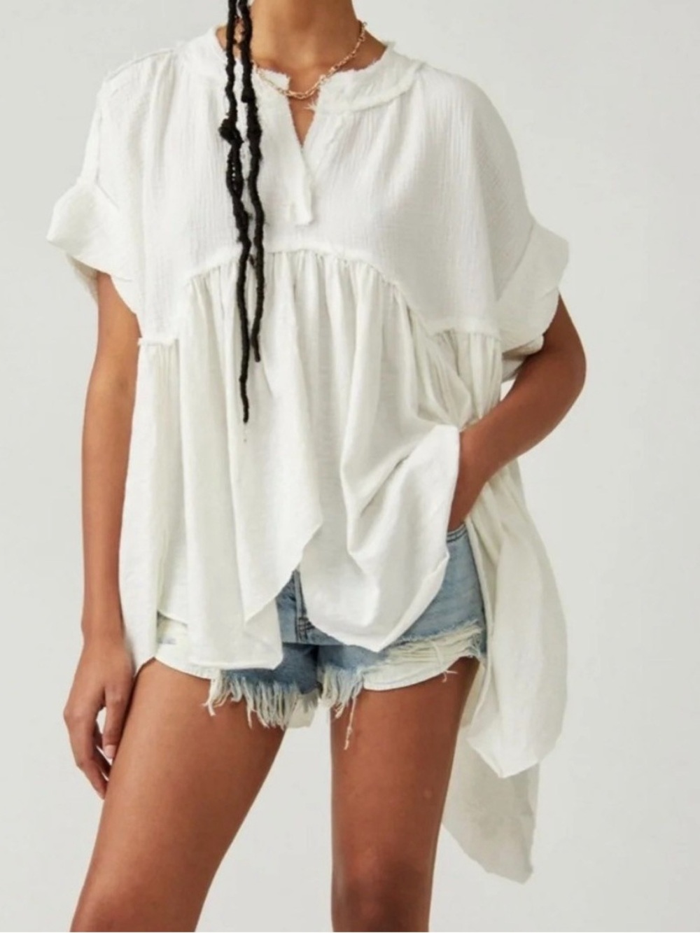 Free People Sugar Rush babydoll top in white